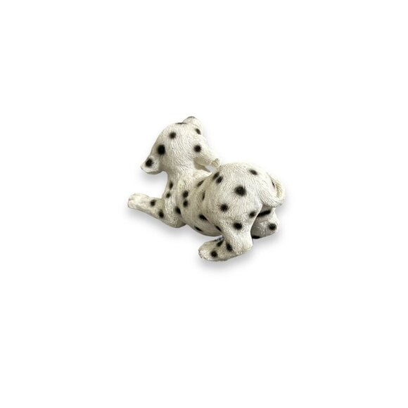 Vintage Adorable Dalmatian Spotted Coach Dog Puppy Sitting Figurine Resin Glass - Picture 5 of 10